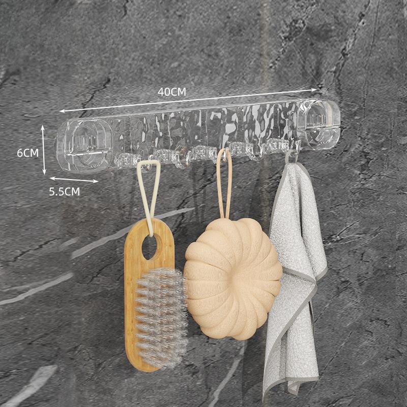

A Row of Rotating Suction Cup Hooks Without Drilling Strong Load-bearing Hooks Bathroom Row Adhesive Hooks Transparent color