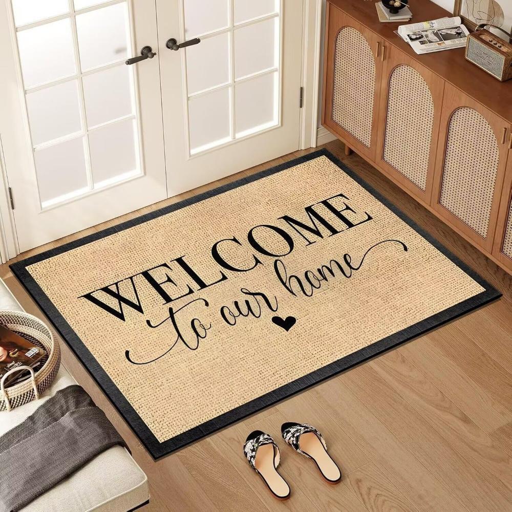 Trendy Leopard-pattern WELCOME Rug Doormat Living Room Bedroom Corridor Floor Mat Home Decor Kitchen Nonslip Washable Foot Mat