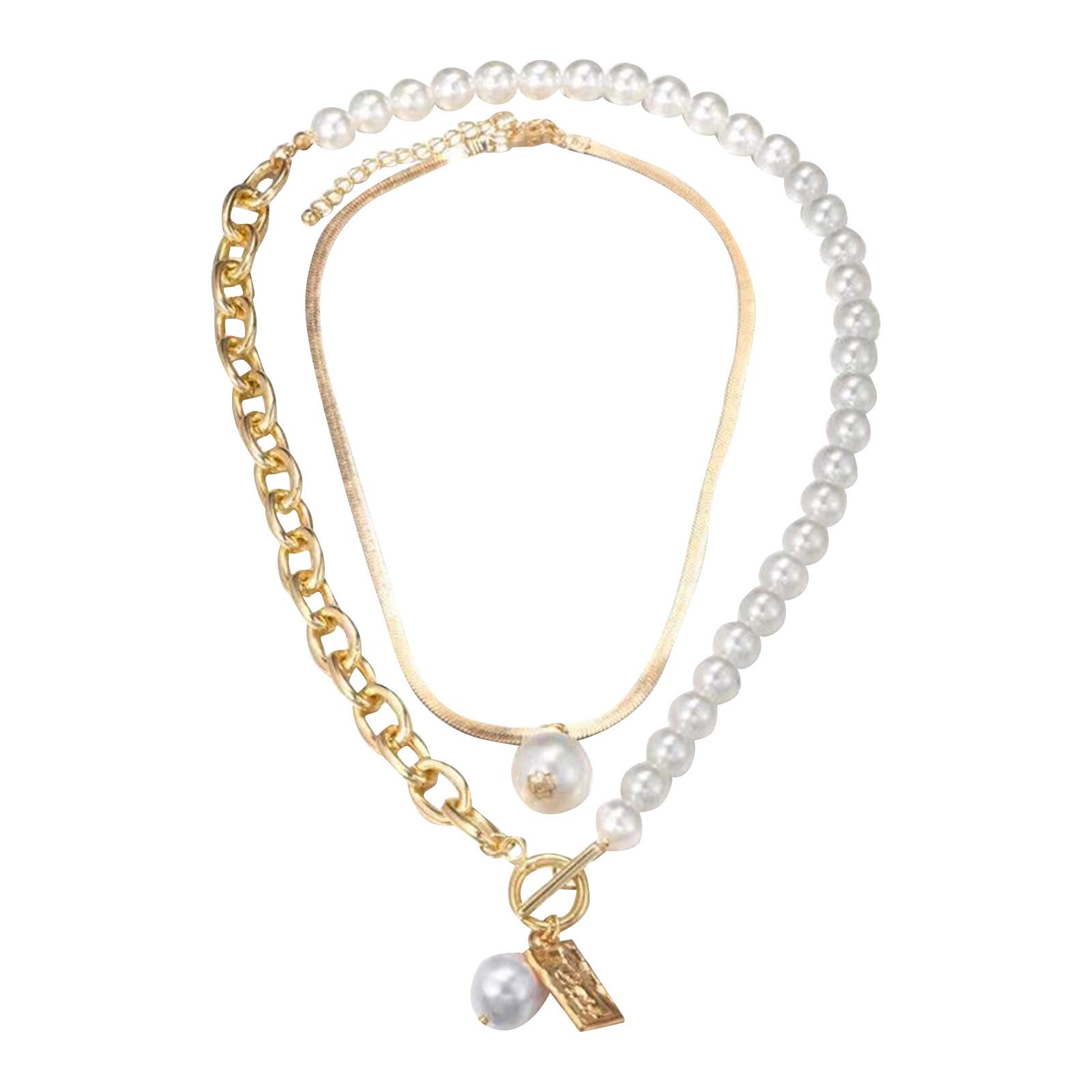 

Ретро-цепочка с змеиной цепочкой и квадратным жемчугом в стиле барокко для женщин One Size золотой