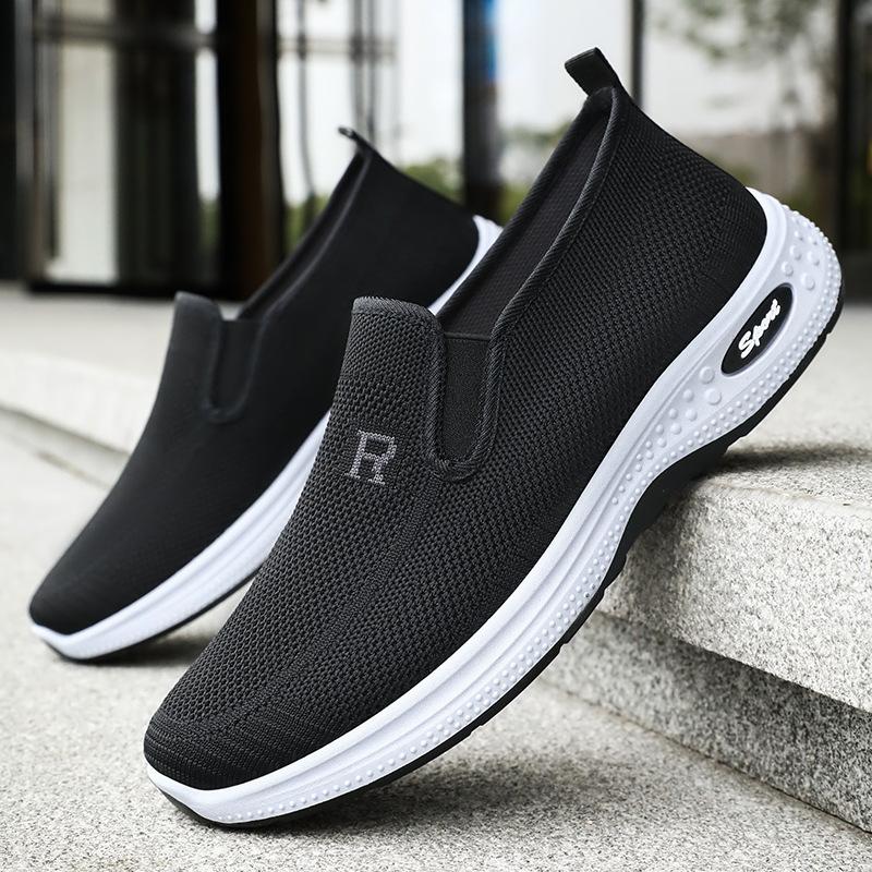 Shoes Men's Casual Shoes Flying Woven Breathable Mesh Shoes One Pedal Lazy Shoes Dad Shoes Soft Sole Comfortable Single Shoes Men's Shoes