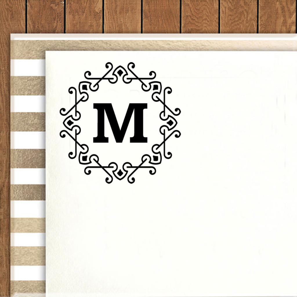 Printtoo Alphabet M Monogram Octagon Celtic Swirl Frame Self Inking Rubber Stamp Office