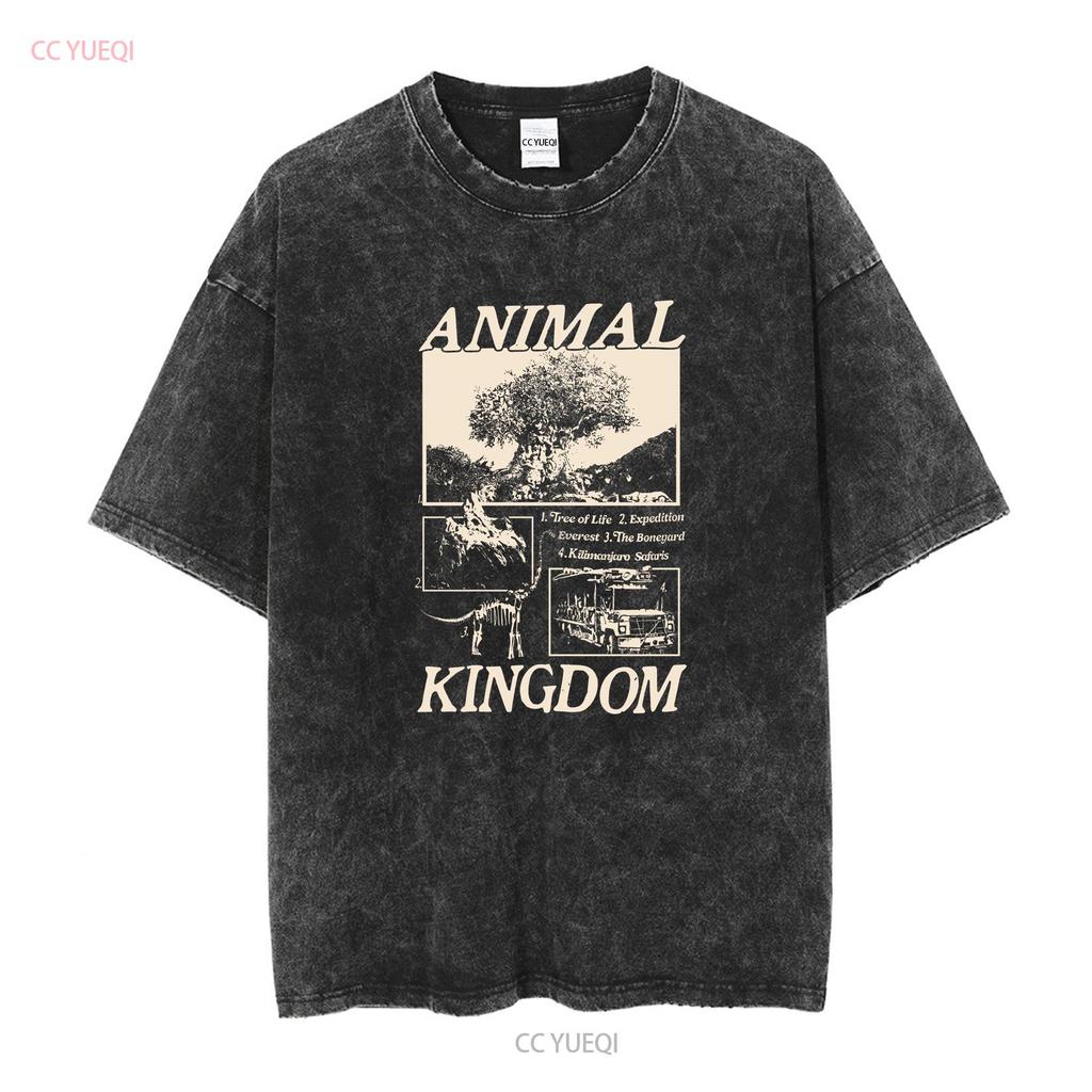 Animal Kingdom Vintage Style T Shirt Long or Short Sleeves Vintage Washed Soft Homme Stylish Streetwear Versatile