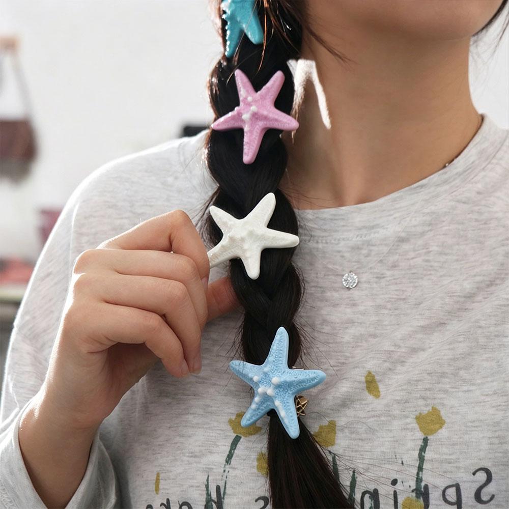2PCS Summer Starfish Hairpin Beach Sweet Bangs Clip Elegant Starfish Hair Clip Hair Accessories