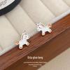 Charming Unicorn Pony Stud Earrings: Women's 999 Pure Silver Gift