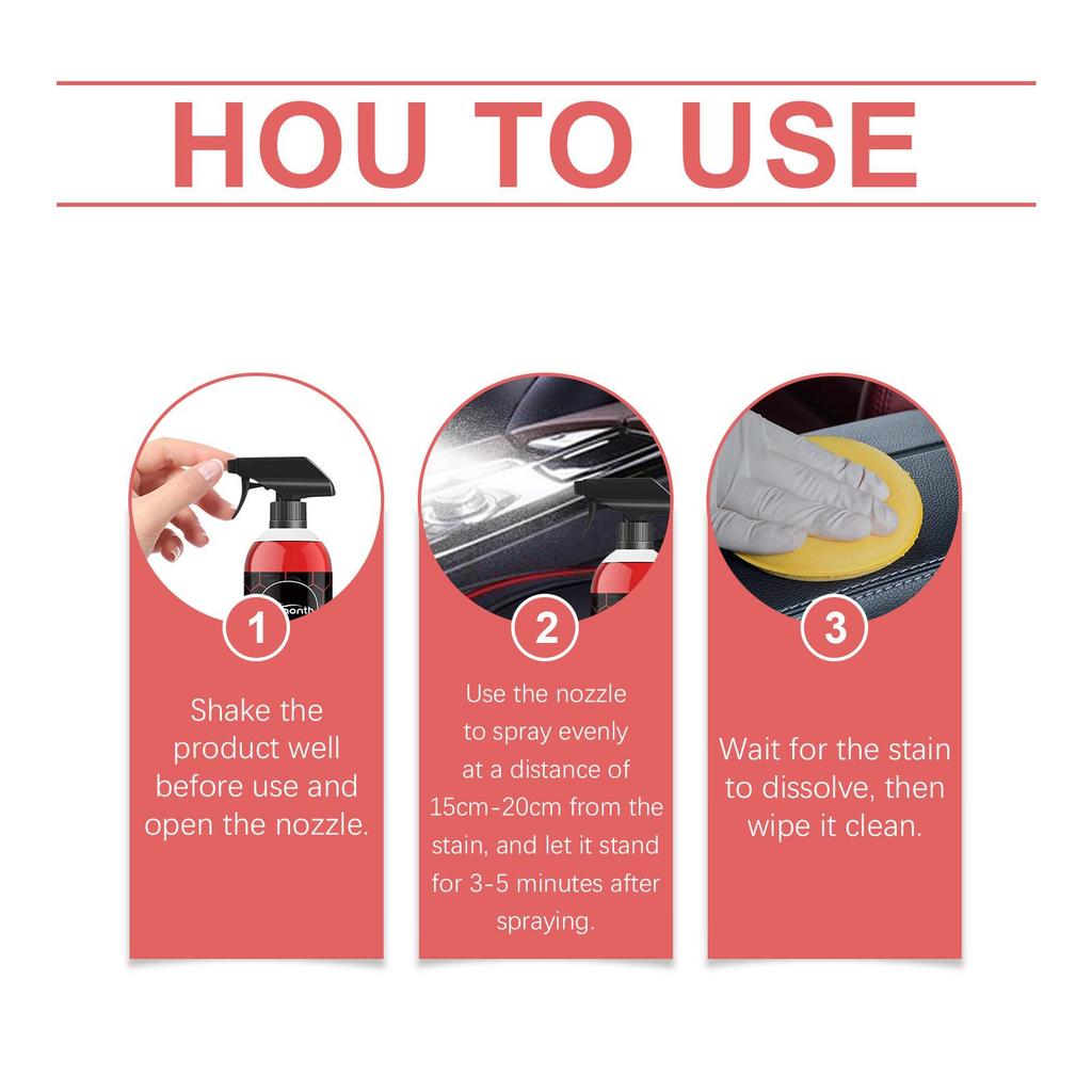 120ml Automotive Multi-Purpose Cleaner Fabric Seat Steering Wheel Wheel Interior and Exterior Stain Cleaner
