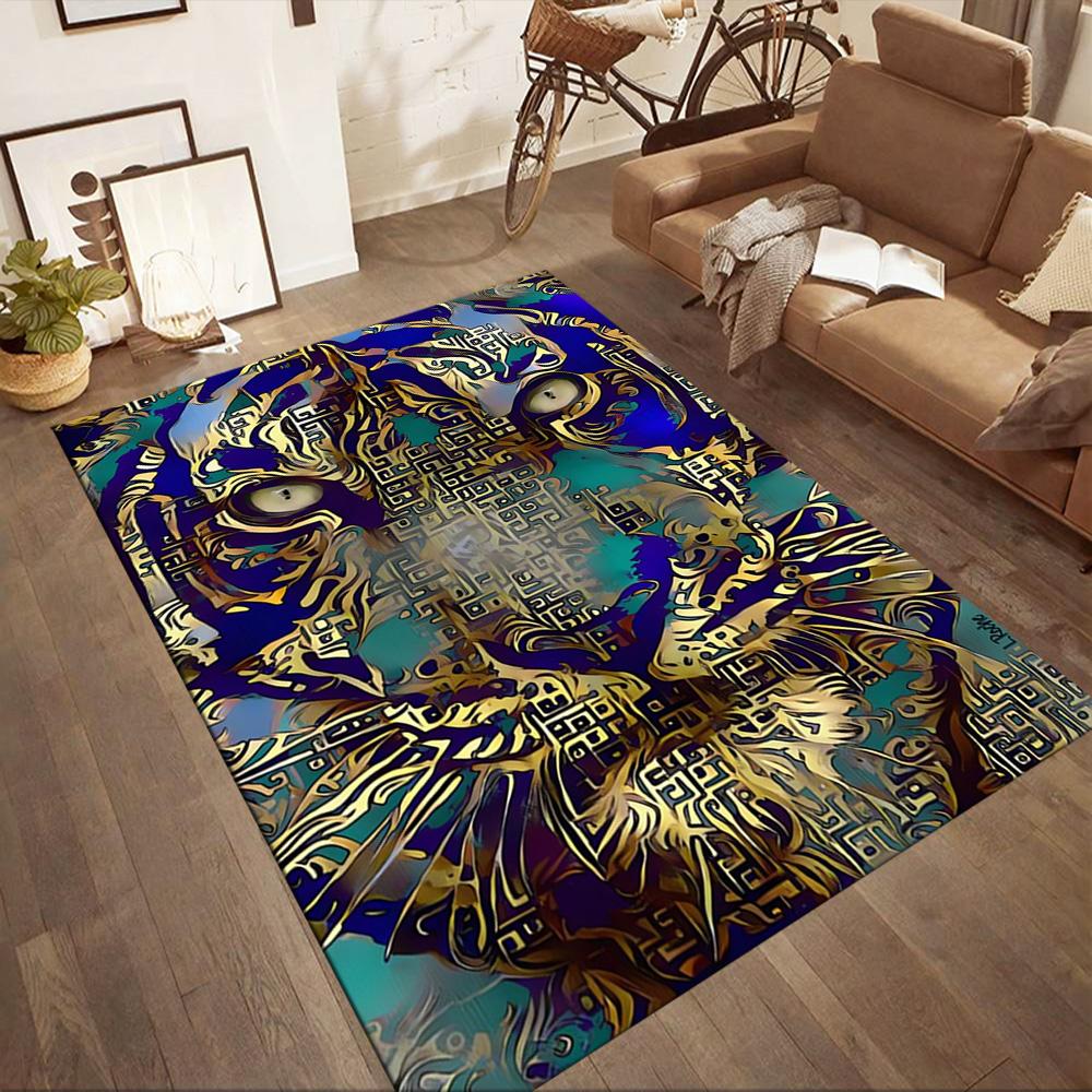 Colorful Tiger Portrait Floor Mats for Living Room, Bedroom and Room Decoration Are Suitable for Gifts.