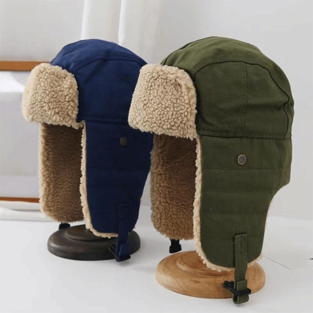 Fleece Winter Plush Hat Thickened Lei Feng Cap Simple Earflap Hat  Outdoor