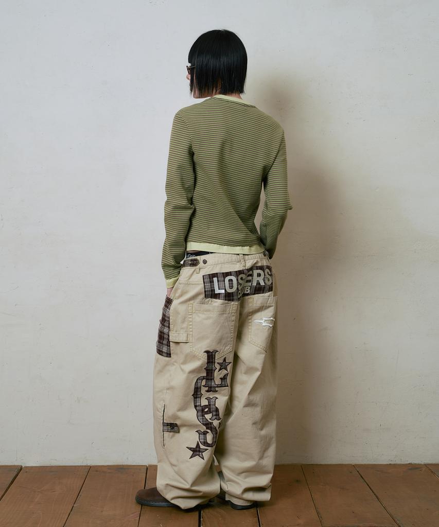 Lujeoseukeulleob Striped Layered Long Sleeve T-Shirt Olive
