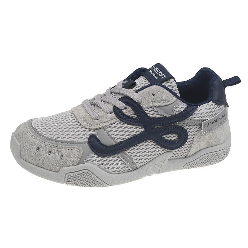 

Leather retro color matching Forrest Gump shoes women s 2025 autumn new mesh breathable retro lace-up thick-soled German training sports shoes 40 серый