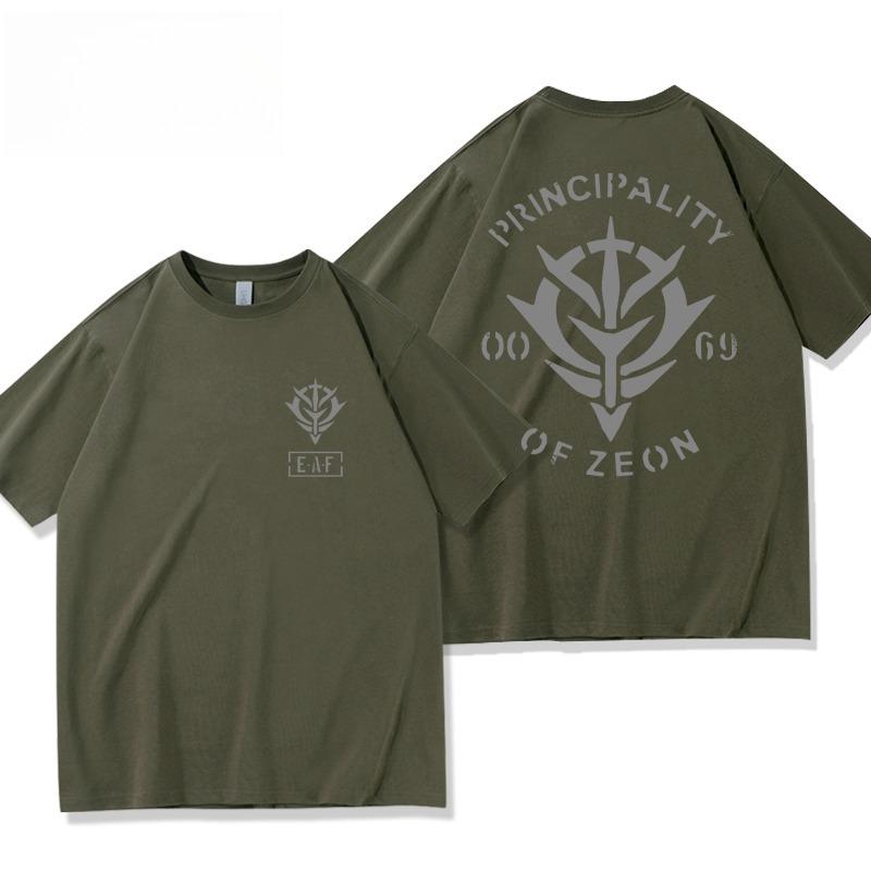 Mobile Suit Gundam Anime Peripheral Jion Duchy Army Same Short Sleeve TShirt Mens and Womens Summer Clothes Tide