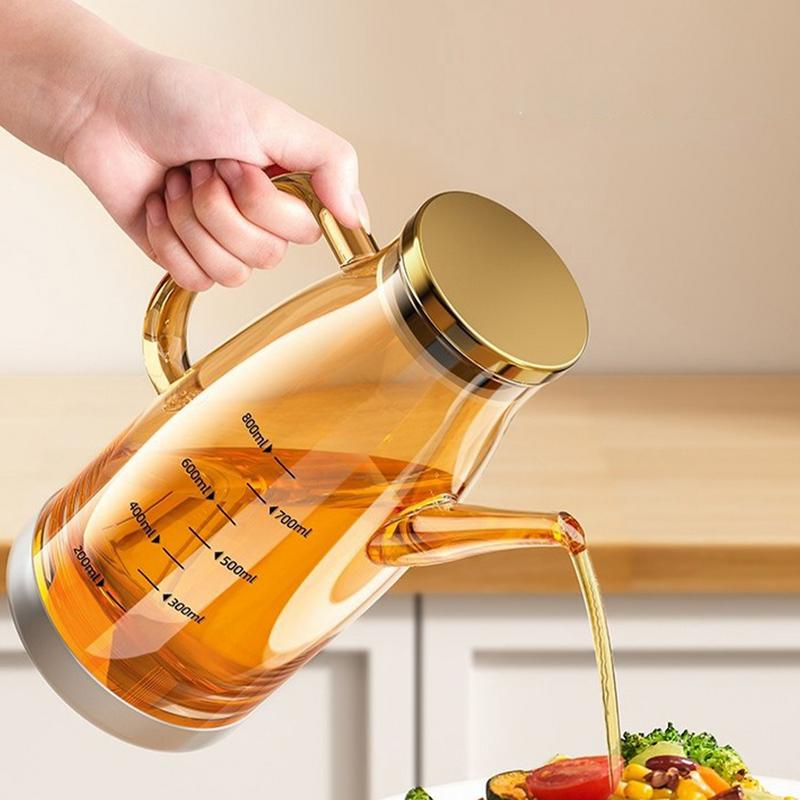 Oil Dispenser Bottle Glass Jug With Anti-Drip Spout Refillable Comdiment Dispense Kitchen Oil Pour Container For Salad Dressing