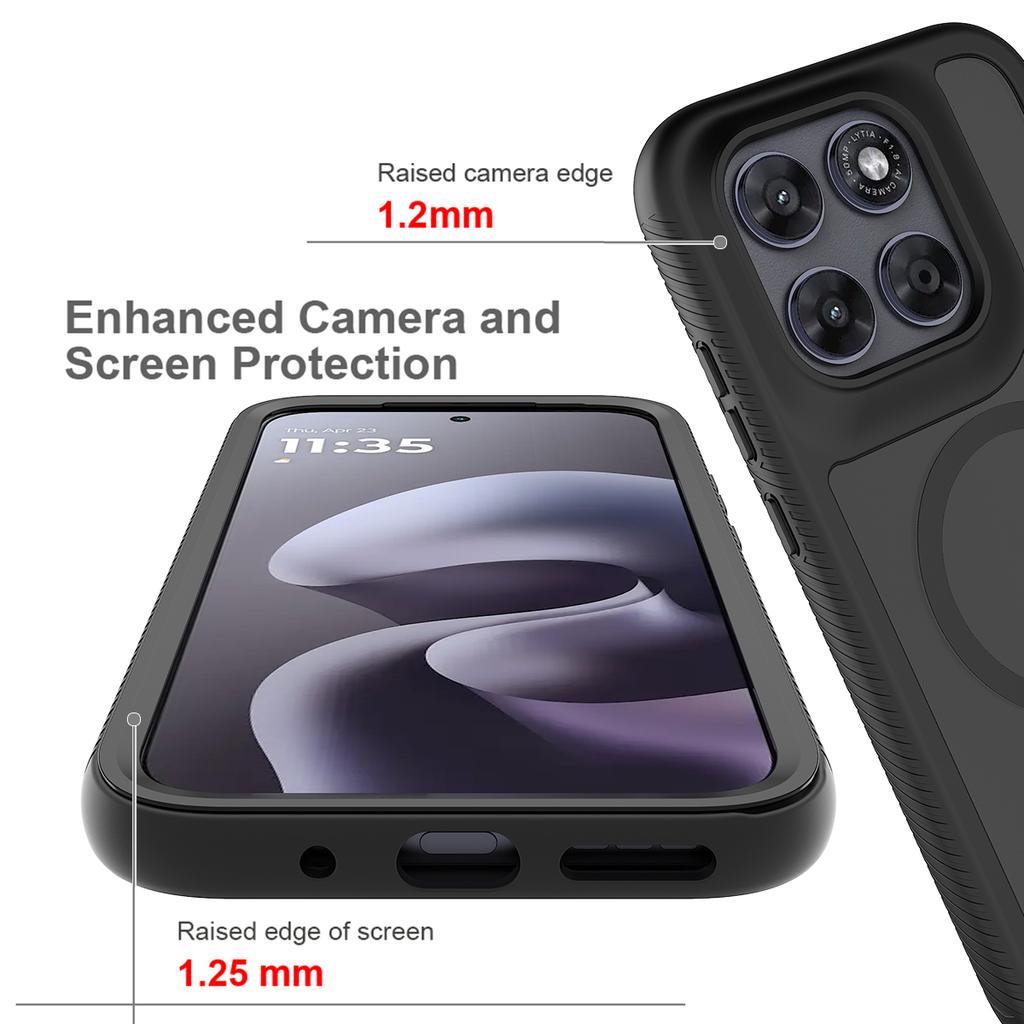 Shockproof Armor Skin Feel Matte Magnetic Phone Case For Motorola Moto G67 G77 Soft TPU Frame Translucent Acrylic Back Cover