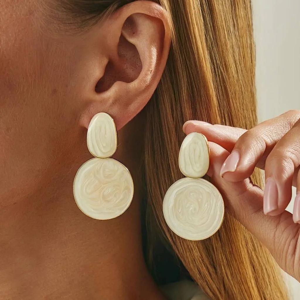 Ingemark Simple Geometric Round Drop Earrings for Women 2026 New Trend Elegant Pendant Earrings Aesthetic Wedding Bridal Jewelry