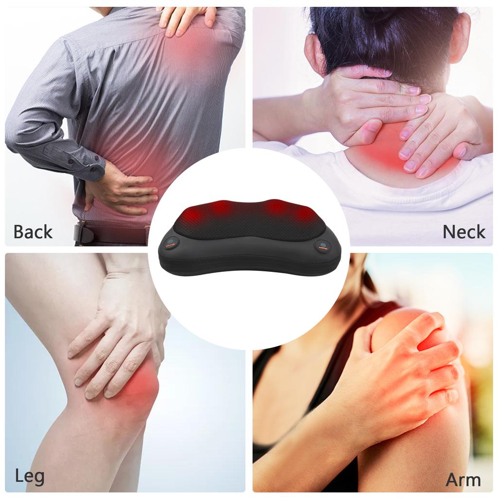 Back and Neck Massager with Heat Special On board Power Supply Massage Pillow with Deep Tissue Kneading for Shoulder