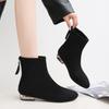 Low-heeled Short Boots for Women's Autumn and Winter New Huge and Thin Simple Pointed Suede Flat-bottomed Elastic Boots for Women's Thin Boots