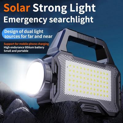Przenośne Latarnie Solarnie Powerbank Solarny Reflektor Outdoor Mocne Światło Latarka Ręczna z Bocznym Światłem COB