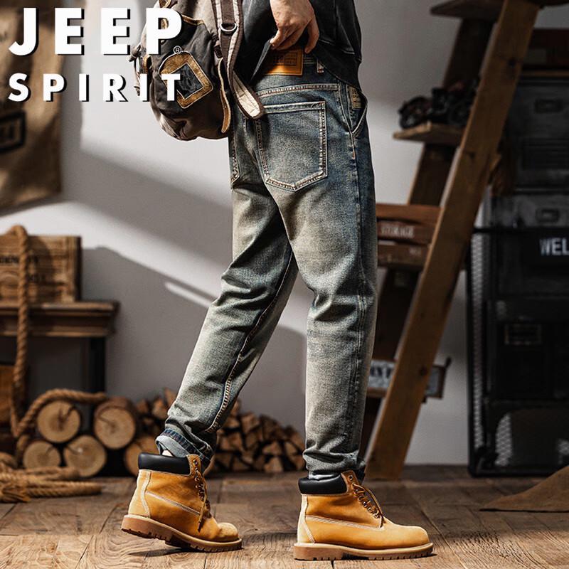 JEEP SPIRIT Men's Retro Straight Fit Stretch Jeans