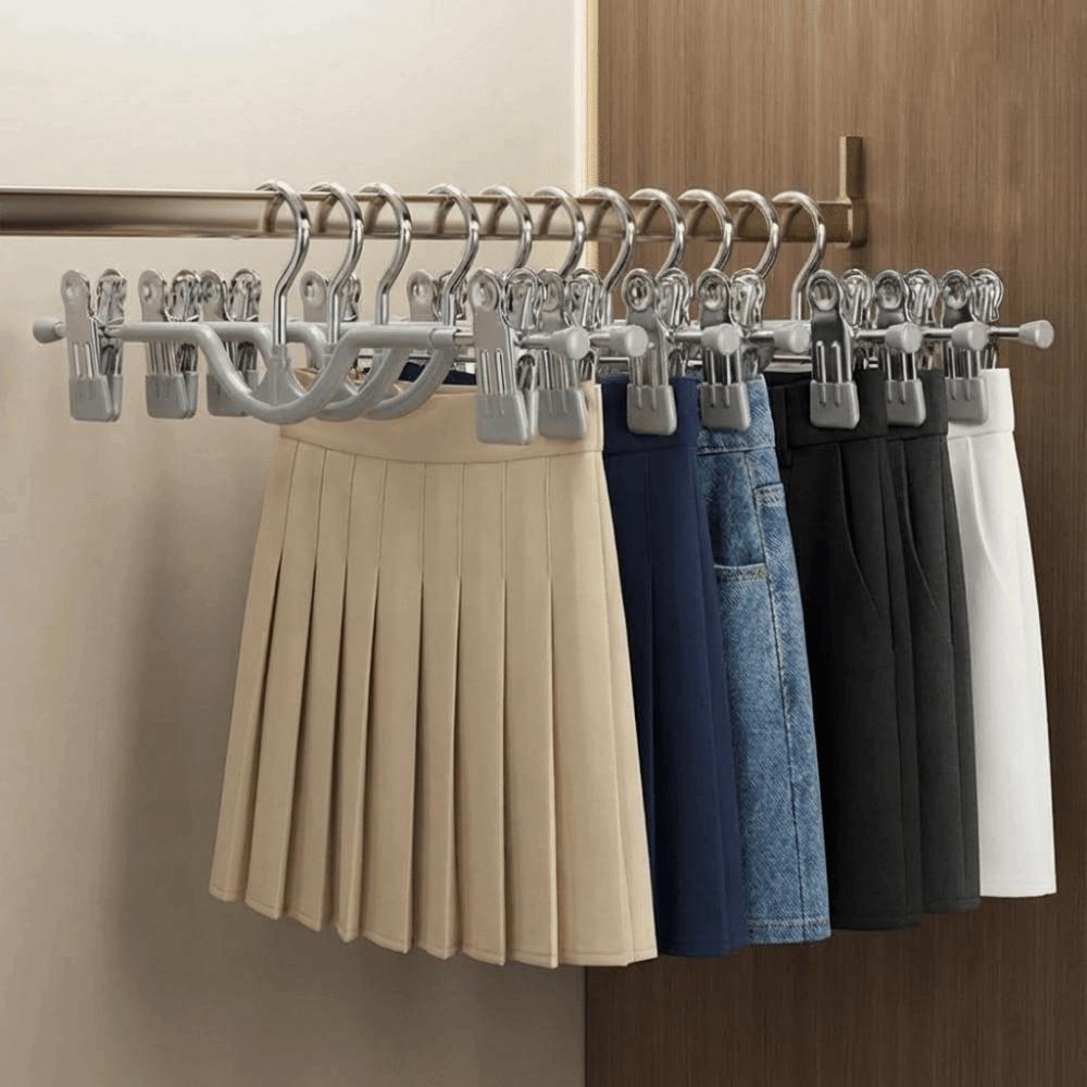 10PCS Non-slip Short Neck Trouser Clip Stainless Steel Adjustable Trouser Hanger  Women's Skirt