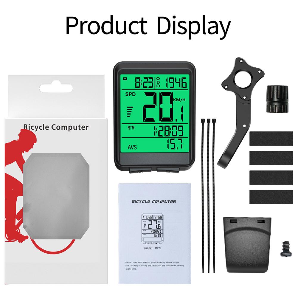 Replaceable Battery 180 Hours Ultra-Long Standby Wireless Bike Computer LCD Auto Backlight for Cycling Realtime Speed Track