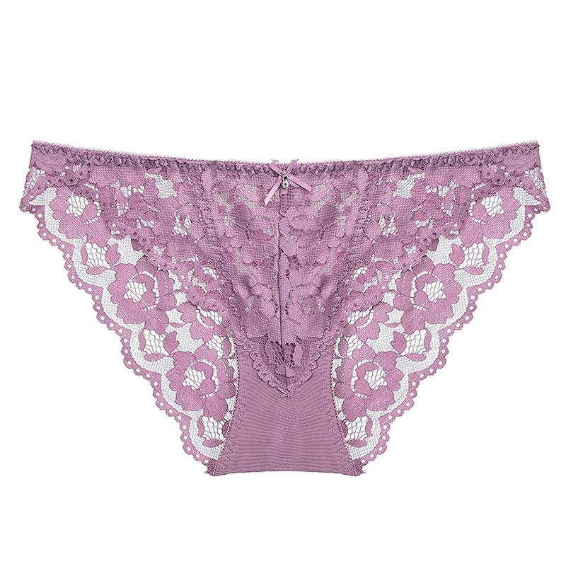 Women Sexy Sheer Lace Low Waist Triangle Briefs Cotton Crotch Hip Lifting Panties
