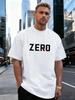 Letter ZERO Graphic 100% Cotton Men's T-Shirt, Suitable for Daily Streetwear