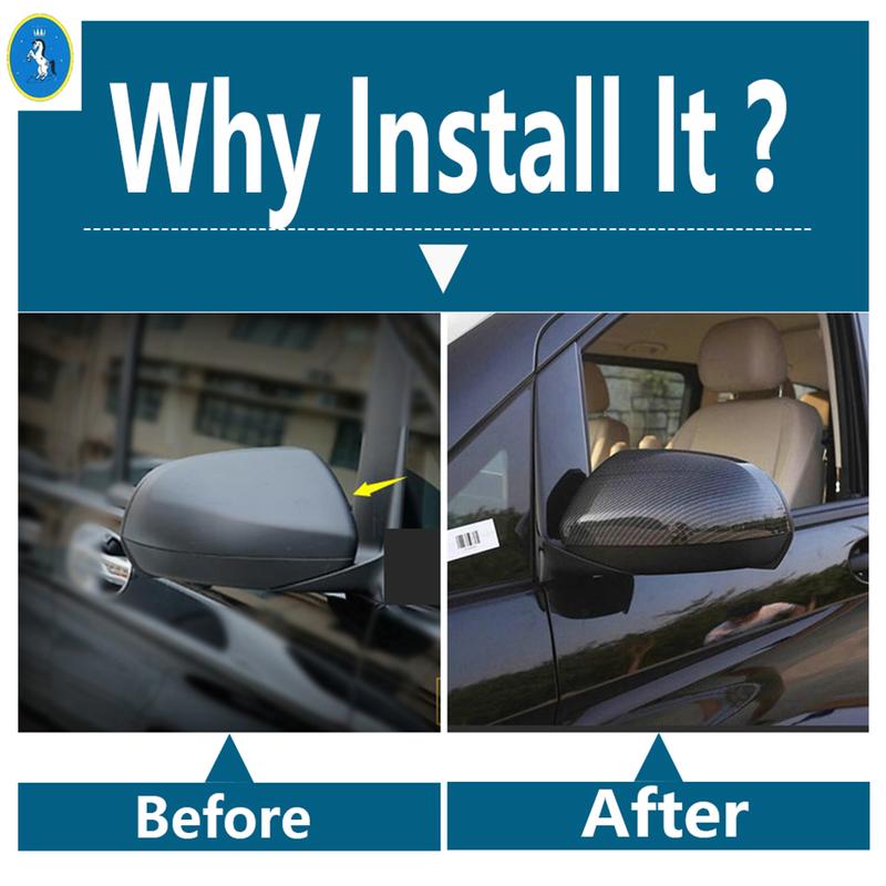 Fit For Mercedes-Benz Vito W447 2014 - 2025 Shiny / Carbon Fiber Look Rearview Mirror Cover Trim Cover Trim ABS Accessories