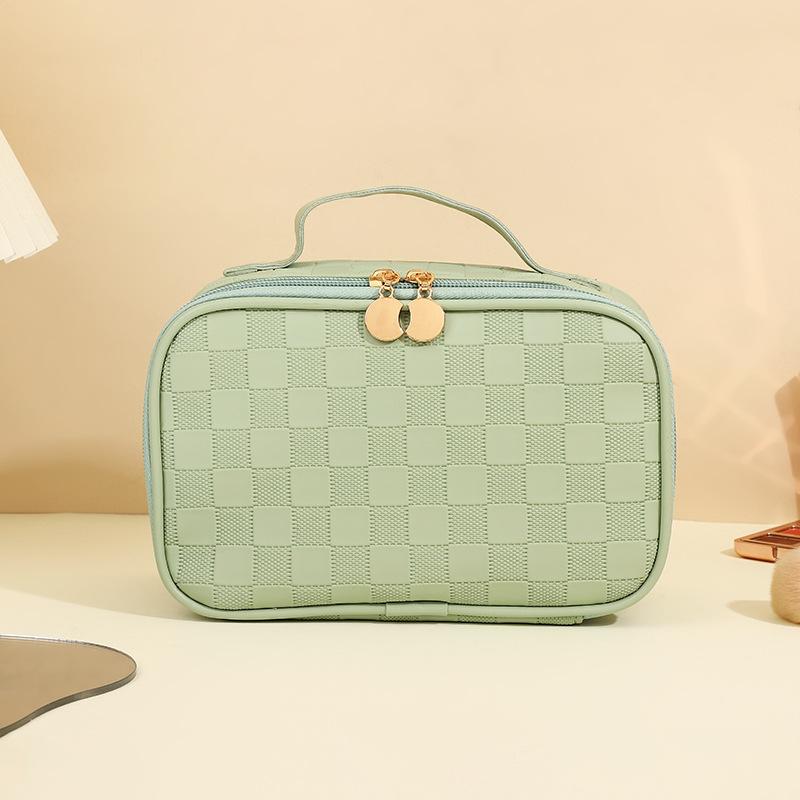 Simple checkerboard cosmetic bag women's high-end sense large-capacity storage bag waterproof portable travel toilet bag