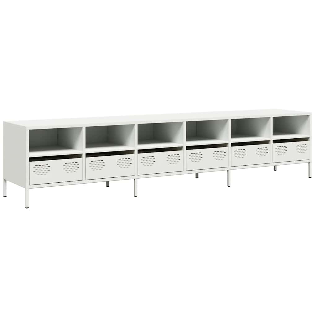 TV Stand White 202x39x43.5 cm Cold Rolled Steel
