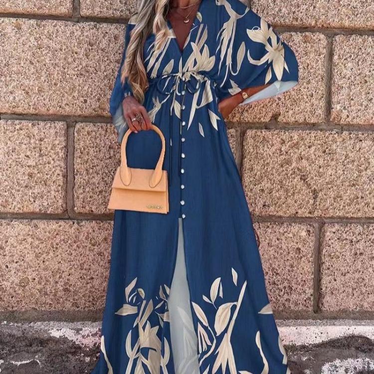 

Сексуальное пляжное платье с V-образным вырезом и шнуровкой, женское, летнее, повседневное, элегантное, модное, однобортное XXXXXL темно-синий