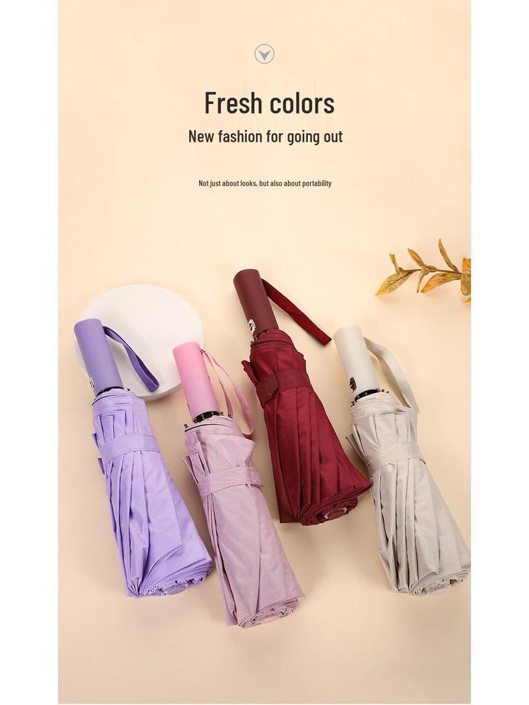 24-Rib Reinforced Automatic Folding Umbrella with UV Protection