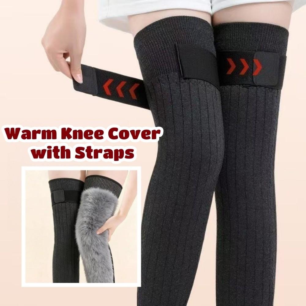 Elastic Warm Knee Pads with Straps Windproof Winter Knee Cover Thick Knee Protector  Old Cold Legs