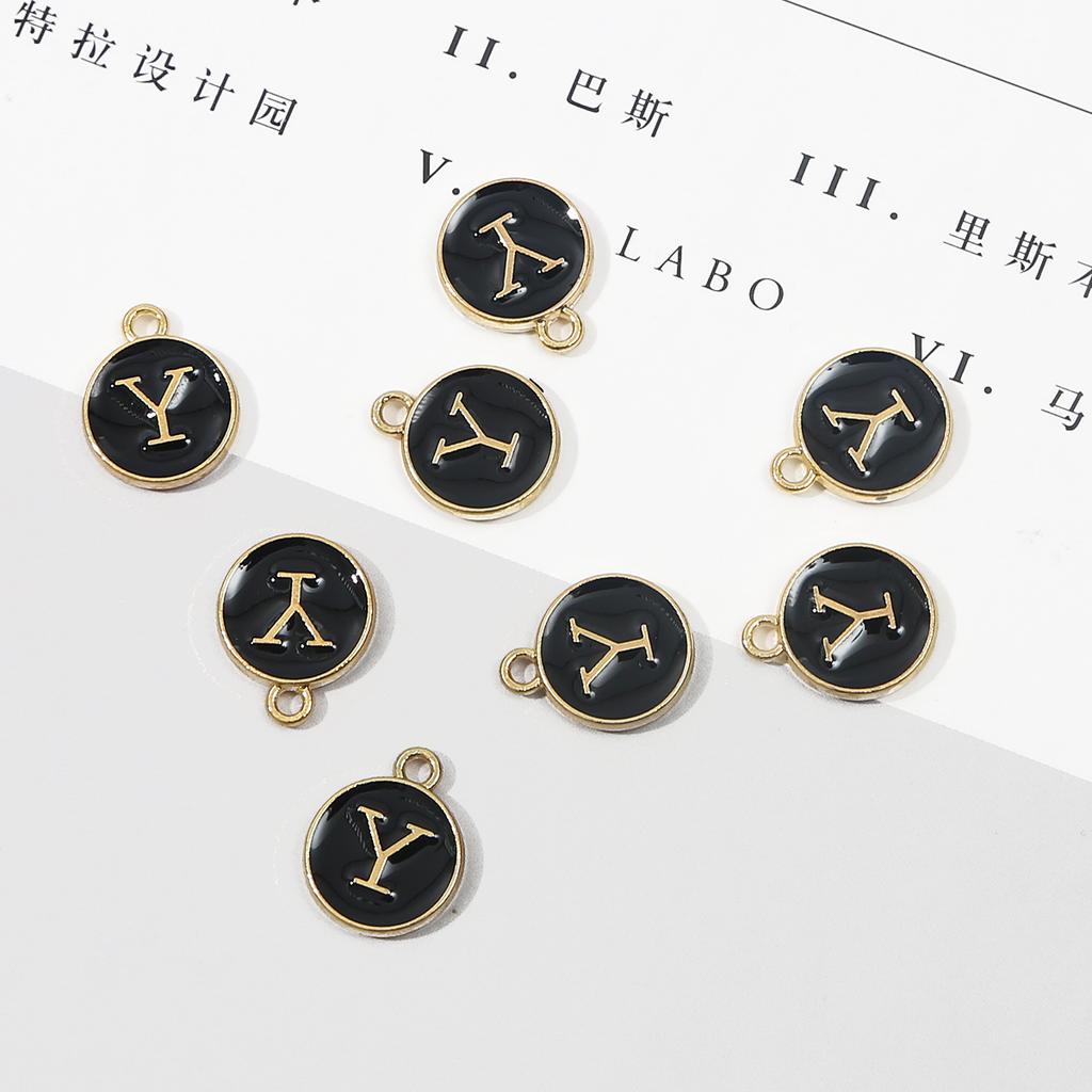 10Pcs Metal Enamel English Letters Charms Pendant For DIY Jewelry Making Necklace Bracelet Accessories