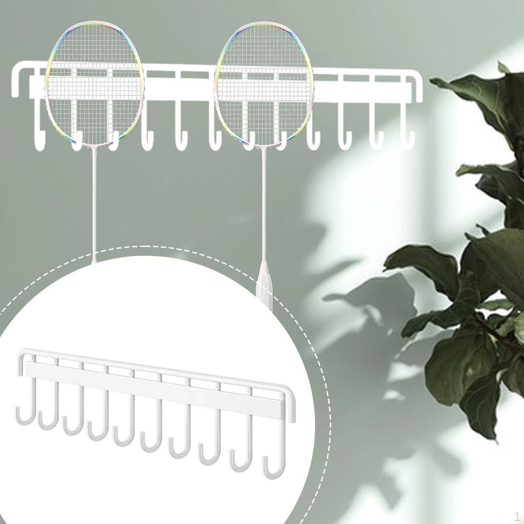 Wall Mounted Badminton Racquet Rack Hanging Hook Large Capacity Sturdy Tennis Racket Holder