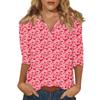 Damen T-Shirt mit Stehkragen und 3/4-Ärmeln und Aufdruck