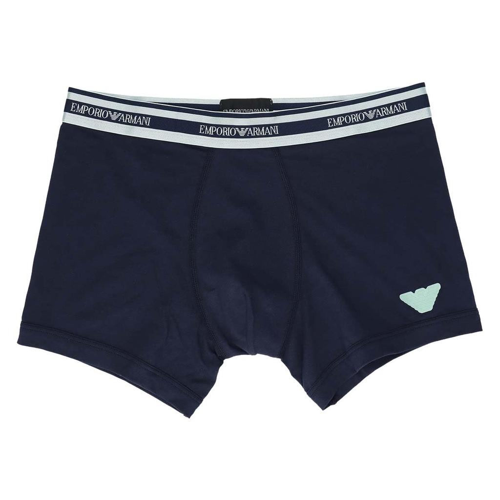 Emporio Armani SHINY LOGOBAND Men's Boxer Briefs with a Shiny Waistband and Logo, Front Closure, Size Small (EU Size), Navy (Product Code: 54045128)
