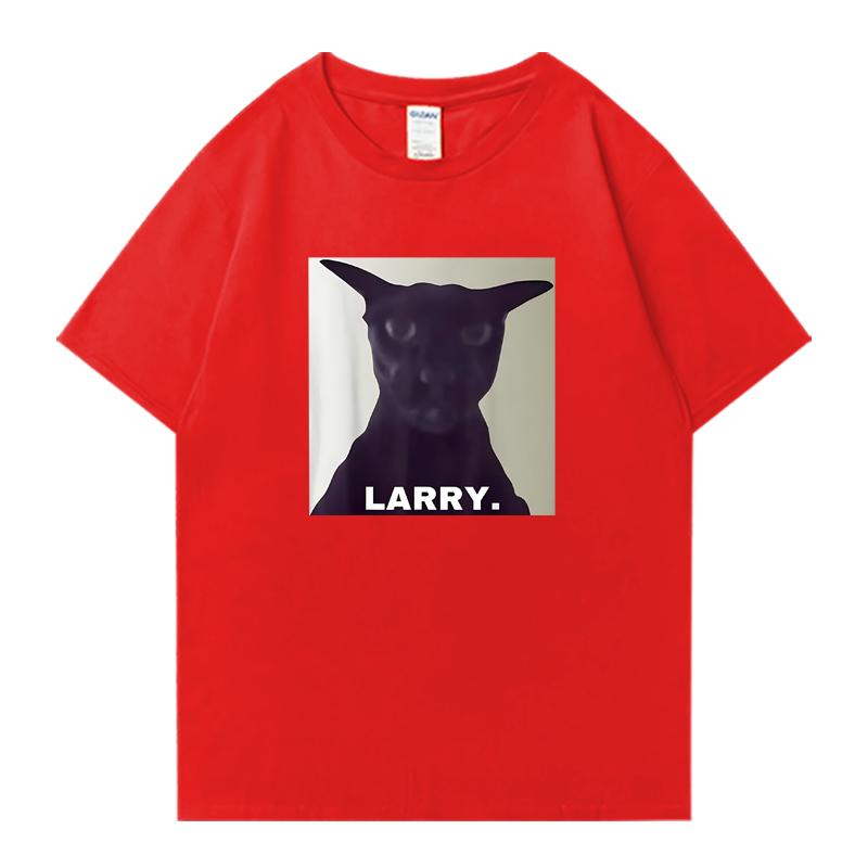 T-shirt vintage Evil Larry Cat Oversized Mulheres Homens 100% Algodão manga curta t-shirts Verão Gola Redonda Roupa estampada Unissex