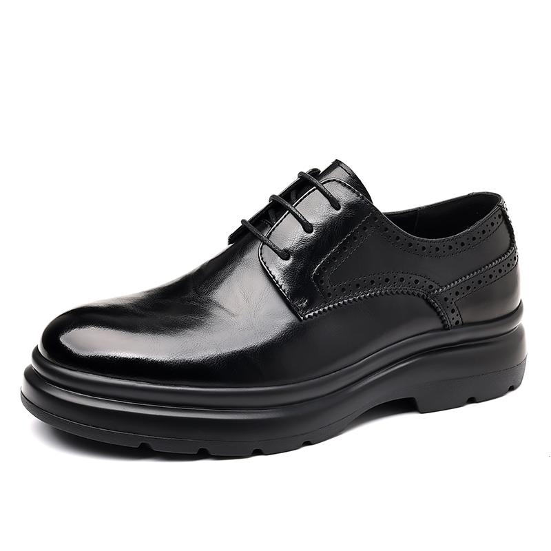 Fashion Men's Leather Oxford Shoes Classic Lace-Up Formal Dress Shoes Business Casual Male Dress Shoes New Slip-Resistant Sole Flats