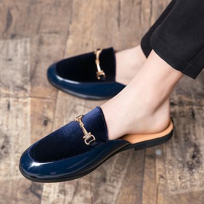 Summer Fitting Room Without Heel Men's Korean Version of Lazy Half Slippers Pointed Casual Leather Shoes Men's Fashion Outer Sandals