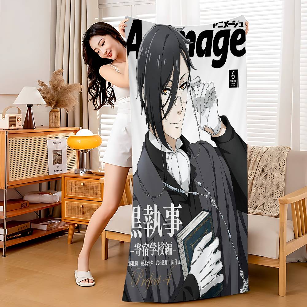 Japanese Anime Black B-butler Microfiber Beach Towel Absorbent Quick Dry Soft Yoga Swimming Resort Mountain Climbing Towel
