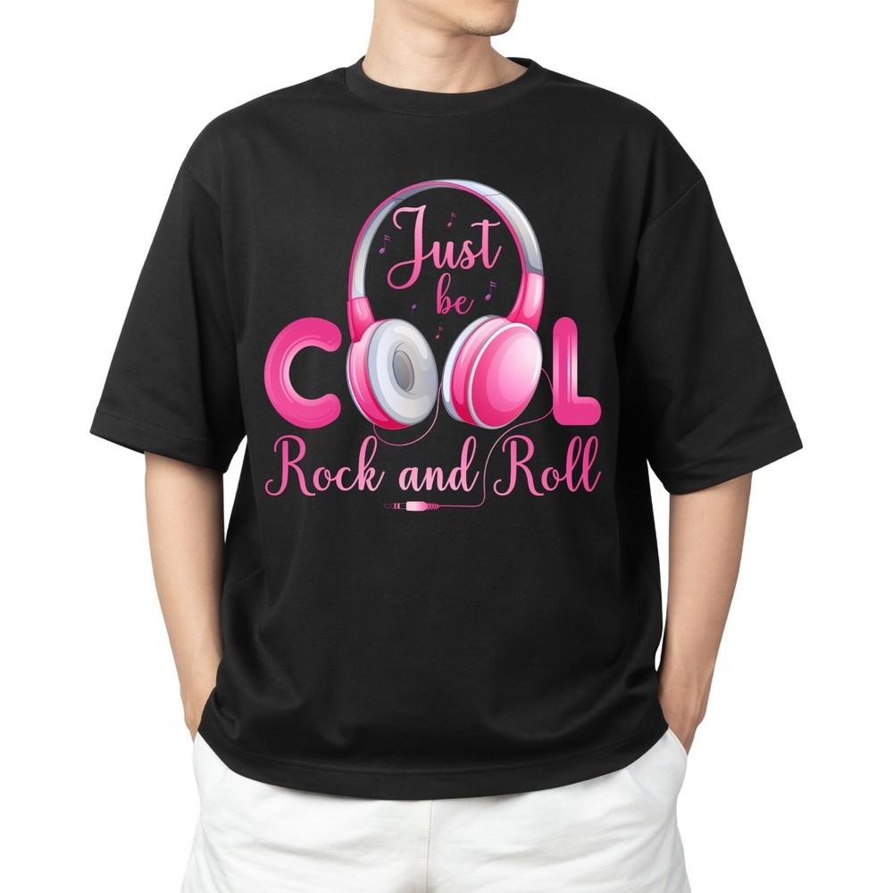 

Be Cool Rock and Roll T-Shirt | Music Tee with Headphones Graphic | Unisex Gift L