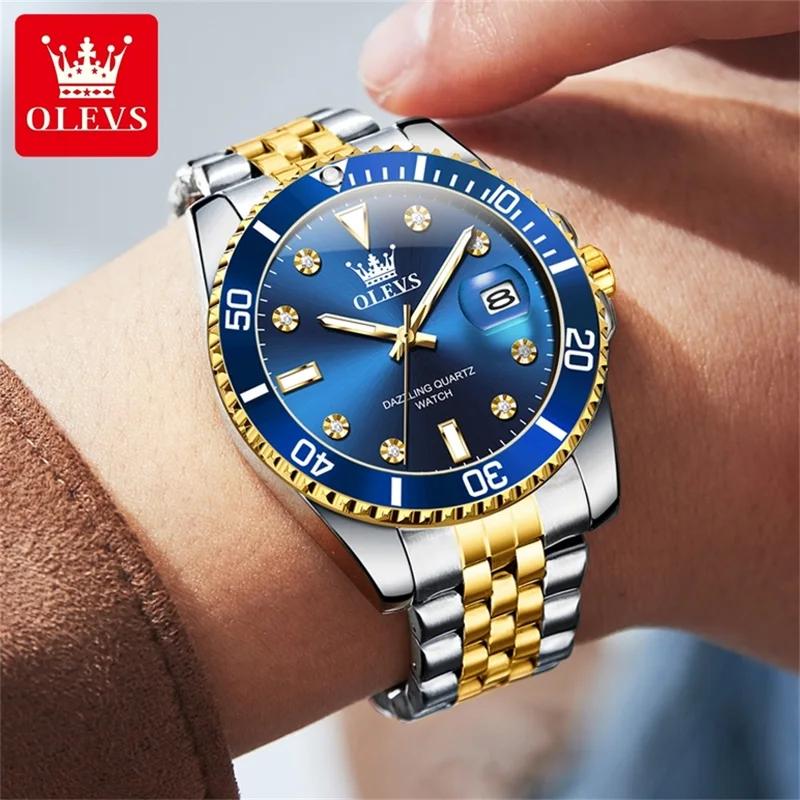 OLEVS Pánské hodinky Luxusní originální hodinky Quartz Trendy Módní Značka Automatic Date Vodotěsné pánské hodinky