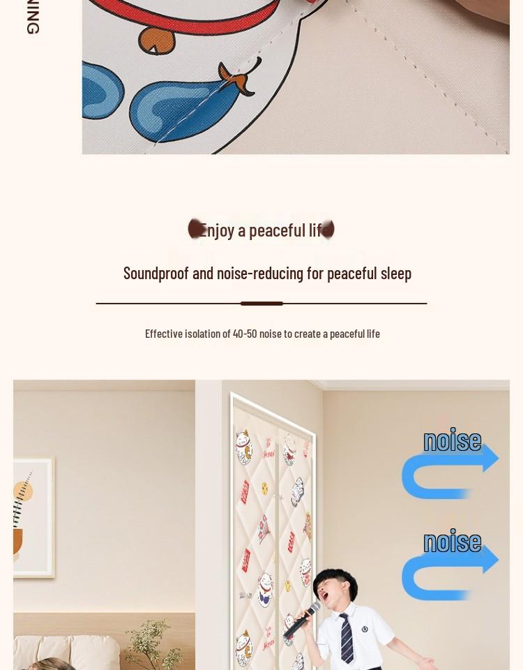 Winter Insulated Magnetic Cotton Door Curtain - Thick, Windproof, Soundproof, Punch-Free, Self-Adhesive.