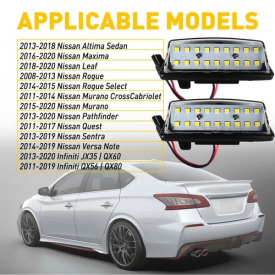 FULL LED Plate License White Light Housing For SET Altima/Sentra/Maxima Nissan