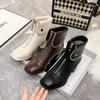 Fashion Boots  Spring/Autumn/Winter New Thick Heel Casual British Style Front Zipper High Heel Short Boots for Women