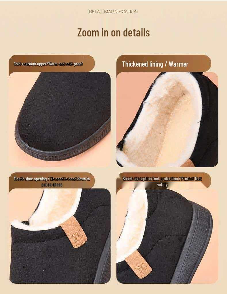 Men's Winter Snow Boots with Velvet Lining - Warm, Comfortable, Thickened Cotton Bread Shoes