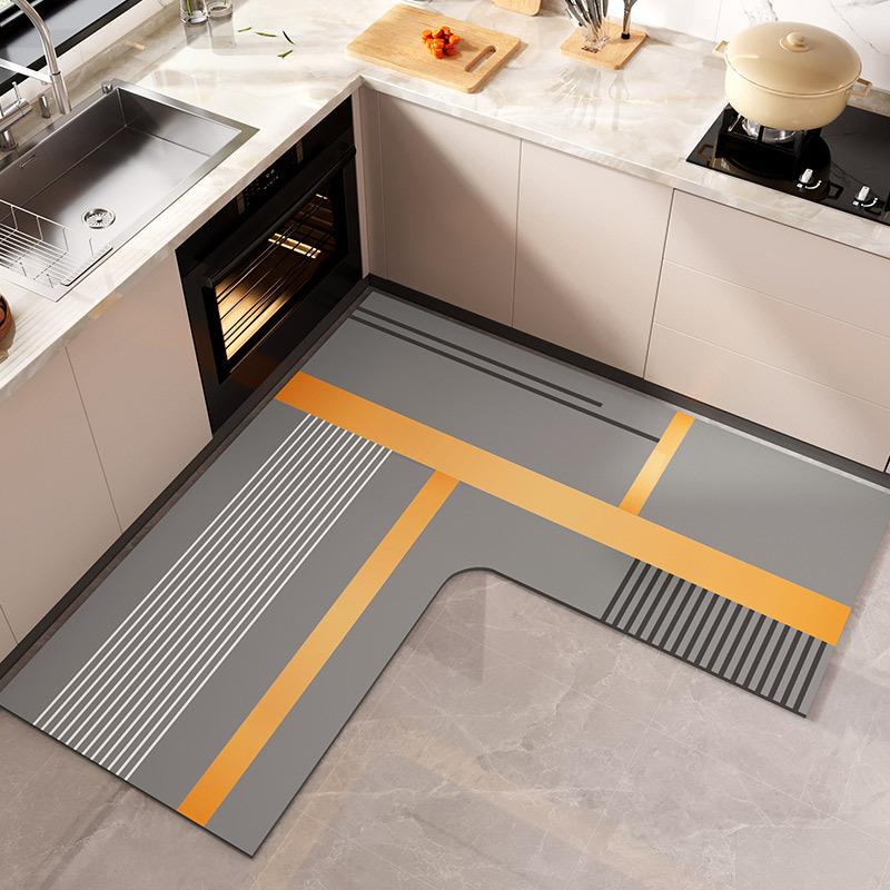 100*100CM L-shaped Diatom Mud Corner Water-absorbing Floor Mat, Household Water-absorbing, Oil-absorbing and Anti-slip Kitchen Mat