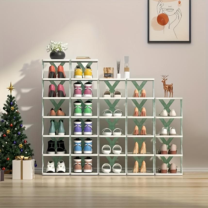 2-Tier Space-Saving Foldable Shoe Rack, Suitable for RVs, Bathrooms, and Dormitories - Durable PP Plastic, Compact Lightweight Storage Box