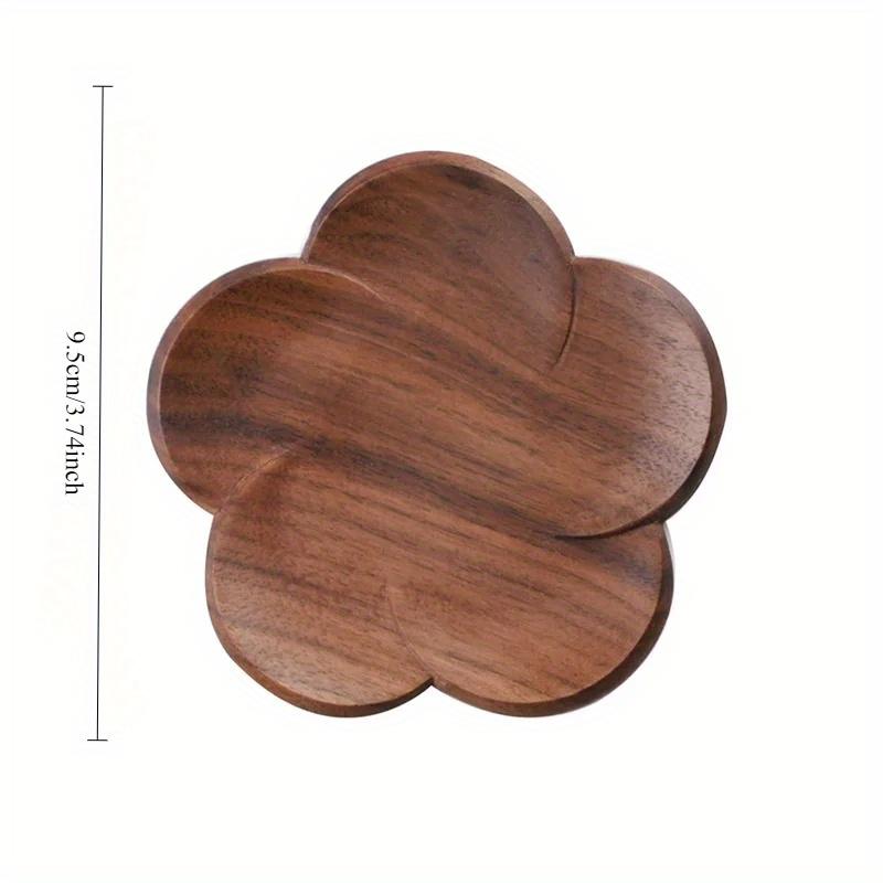 Walnut Wood Coaster Flower Petal Cushion Kungfu Tea Cup Mat Home Resistant Drink Mat Coffee Cup Pad Table Decorative