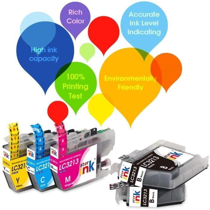 Cartouches d'encre Starink 5 Pack Compatible pour Brother LC-3213 LC3213 LC 3213 Cartouches d'encre pour Brother MFC-J89 83908