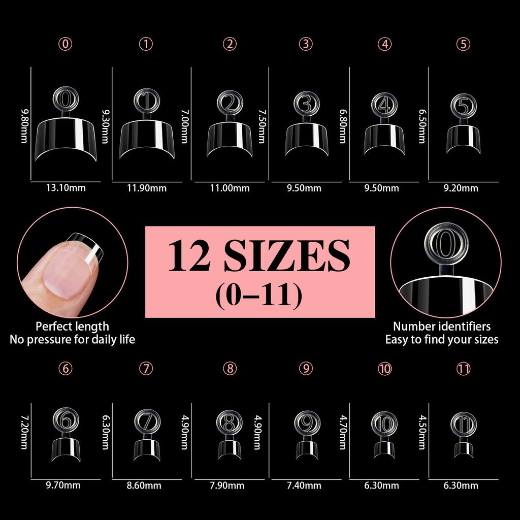 600 Pcs/Set Soft Gels Tips Press On Nail Short Half Cover Tips Clear Nail Tips False Nails Tips for Nail Salons